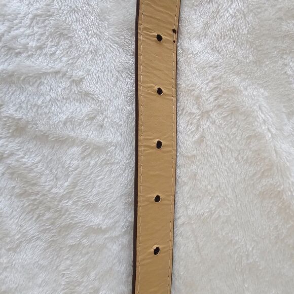 Women's XL Skinny Brown Faux Leather Belt with Silver Buckle - Picture 4 of 7